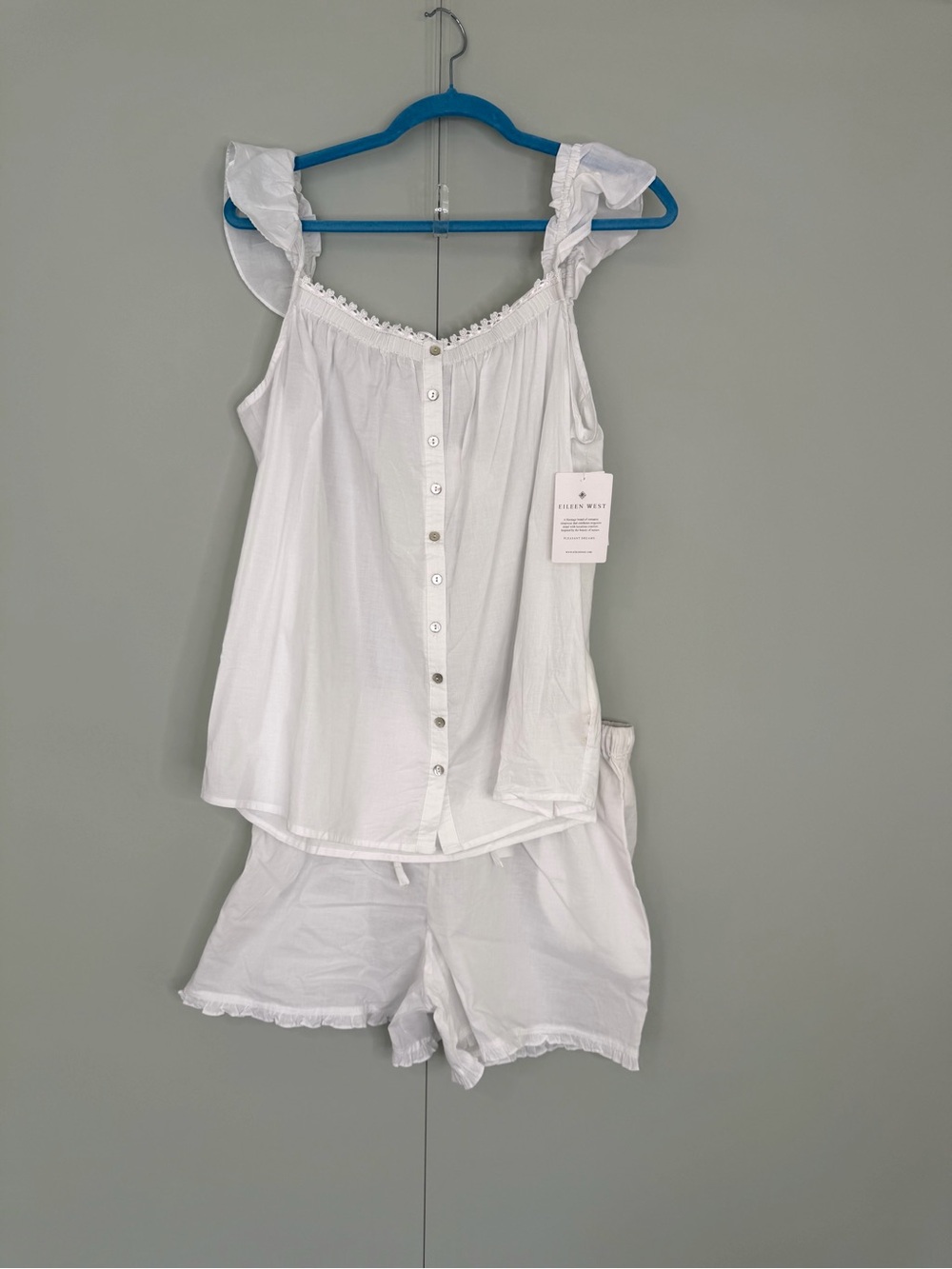 EILEEN WEST 2-Piece Sleeveless Short Pajama Set in White E5725026
